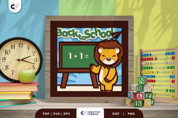 Lion Back to School 3D Shadow Box SVG – A Creative Learning Tool