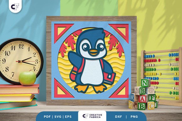 Penguin Goes to School 3D Shadow Box SVG: A Creative Back-to-School Project