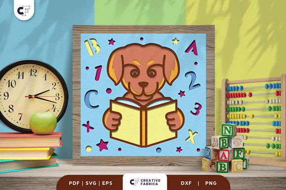 What Is the Dog Back to School 3D Shadow Box SVG?
